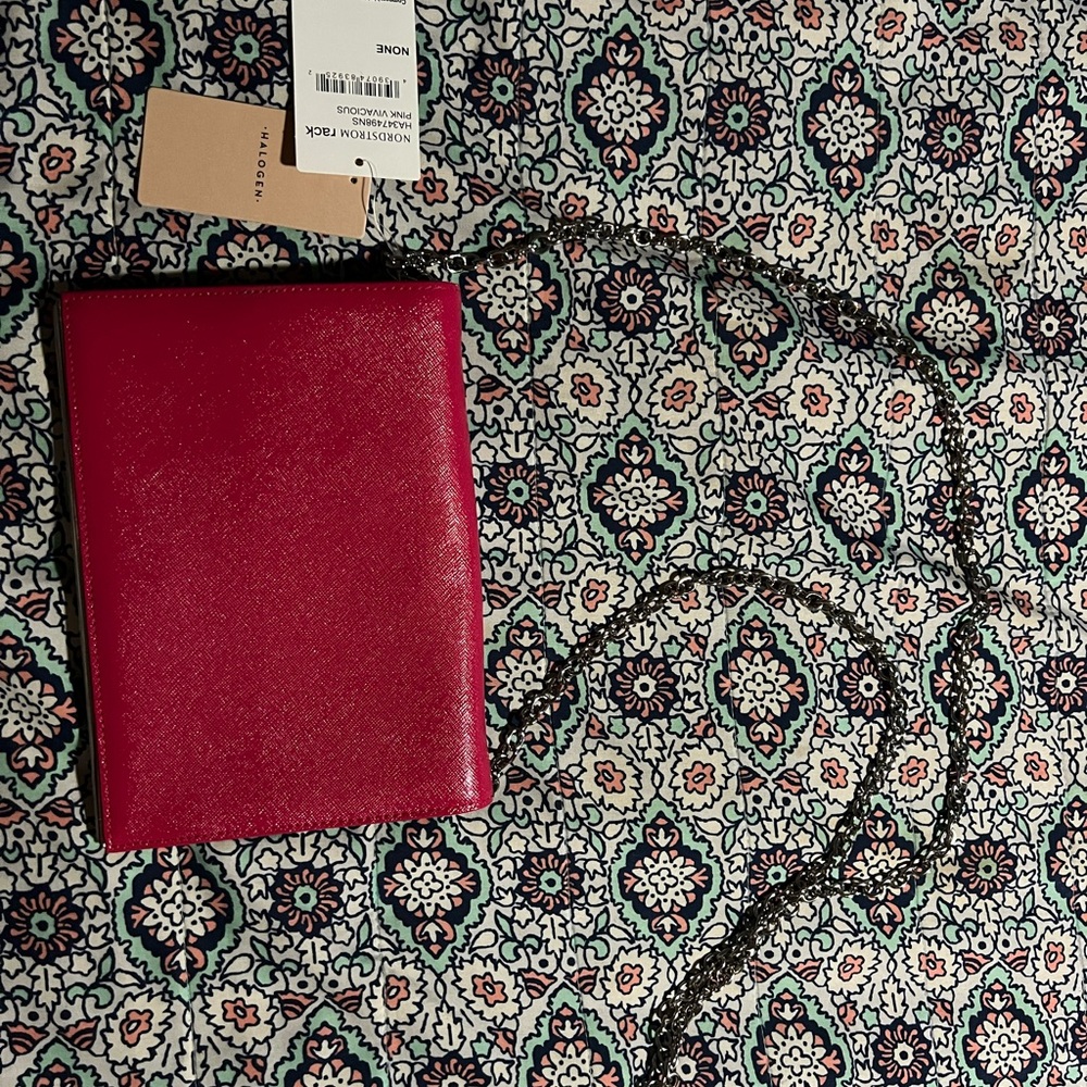 Halogen Pink Clutch with Chain Strap NWT